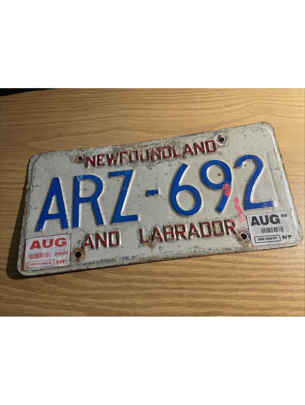 Newfoundland License Plate Labrador Canada Expired ARZ 692 1999 2000 Sign